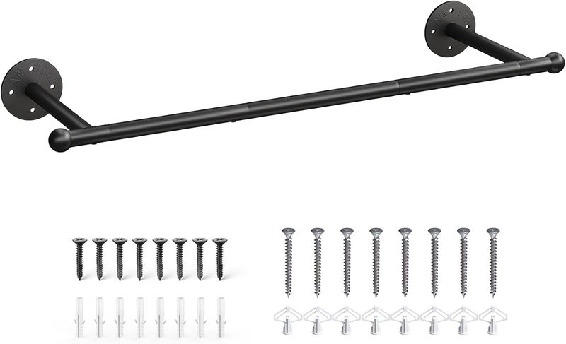 OROPY Industrial Pipe Clothing Rack, Wall Mounted Clothes Rack, Closet Rods For Hanging Clothes, 33" Multi-purpose Hanging Rod for Laundry Room, Bedroom and Closet Storage - Image 1